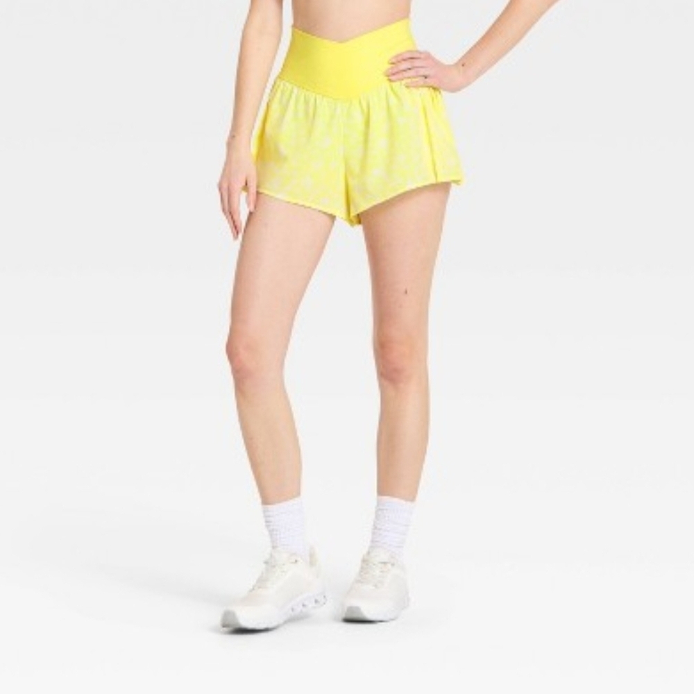 Women's Pleated Side Woven Shorts - JoyLab" Yellow Floral